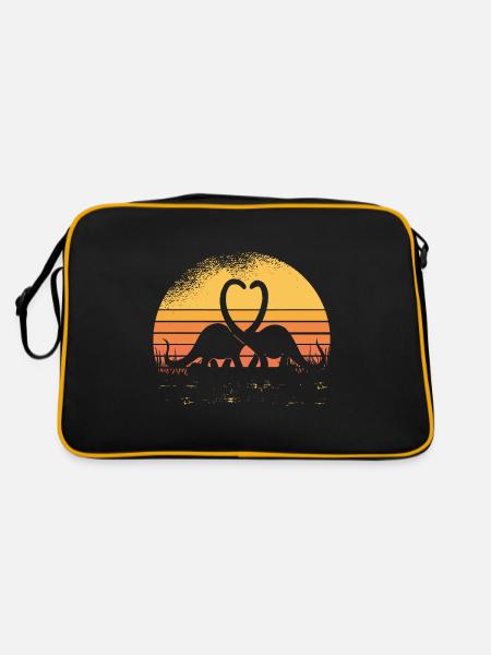 Dinosaurier Sonnenuntergang Valentinstag - Retro Bag - black/gold - Back