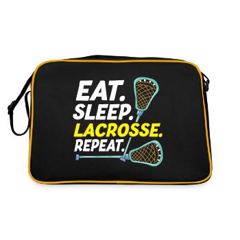 Eat Sleep Lacrosse Repeat Funny Lacrosse Player - Retro Bag - black/gold - Back