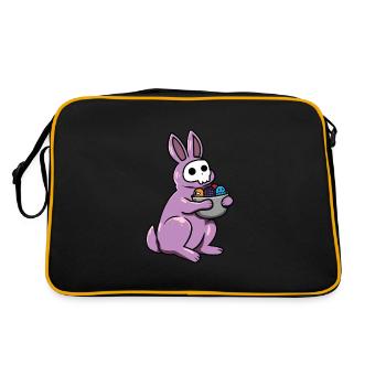 Gothic Rabbit Gothic Hase Gothic Ostern Emo Goth - Retro Tasche - Schwarz/Gold - Hinten