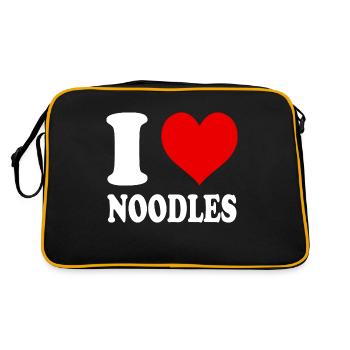 I Love Noodles Heart Funny Witty - Retro Bag - black/gold - Back