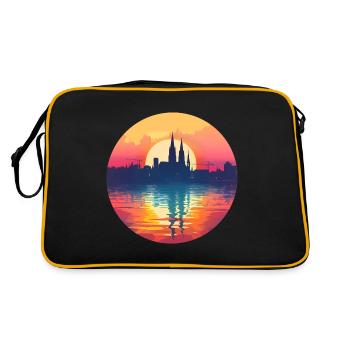 Heilbronn Skyline - Retro Tasche - Schwarz/Gold - Hinten