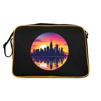 Marl Skyline - Retro Tasche - Schwarz/Gold - Hinten