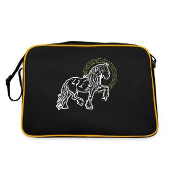 Friese Pferd Stolz Lustig Kreis Goldring Geschenk - Retro Tasche - Schwarz/Gold - Hinten