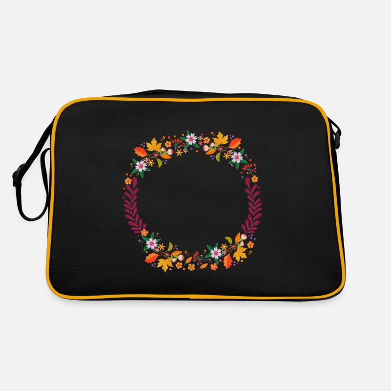 Herbstkranz - Retro Tasche - Schwarz/Gold