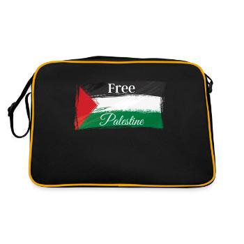 Free Palestine Palästina Frieden Freiheit - Retro Tasche - Schwarz/Gold - Hinten