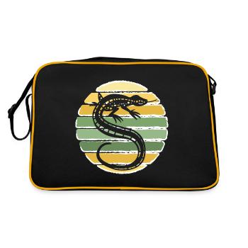 Retro Gecko Lézard Vintage Reptile Lézard Lizard - Sac Retro - noir/or - Dos