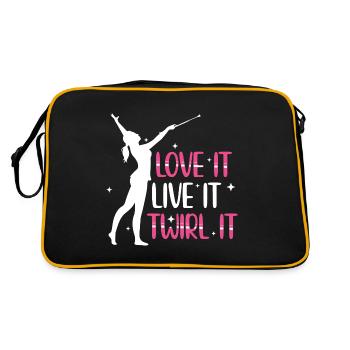 Stabdrehen Sprüche | Tanzen Tänzer Hobby Geschenk - Retro Tasche - Schwarz/Gold - Hinten