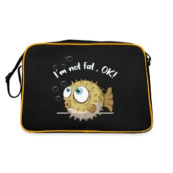 pufferfish fluffy not fat top fish bufferfish fugu - Retro Bag - black/gold - Back