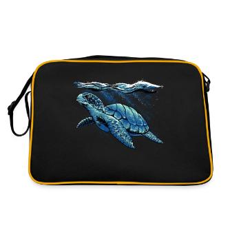 Sea Turtle illustration - Meeres Schildkröte - Retro Bag - black/gold - Back