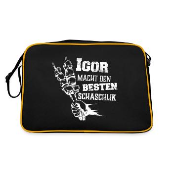 Igor macht den besten Schaschlik Grill Geschenk - Retro Tasche - Schwarz/Gold - Hinten