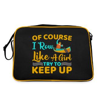 Funny Row Like A Girl Rowing - Retro Tasche - Schwarz/Gold - Hinten
