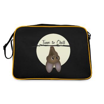 Fledermaus - Zeit zum Entspannen - Retro Tasche - Schwarz/Gold - Hinten