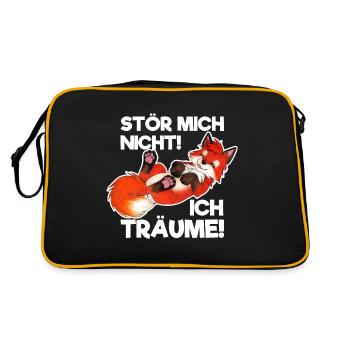 Stör mich nicht, ich träume! Schlafshirt mit Fuchs - Retro Tasche - Schwarz/Gold - Hinten