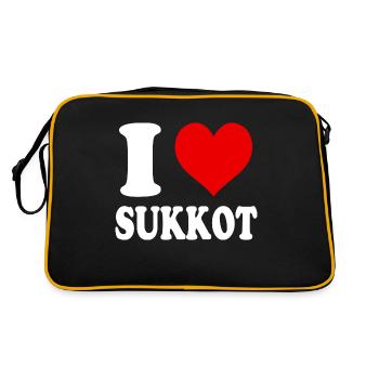 I Love Sukkot Heart Funny Witty - Retro Bag - black/gold - Back