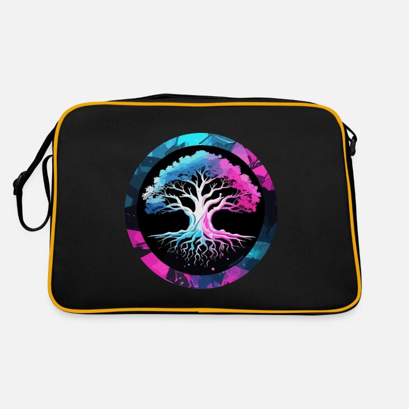 Arbre de vie multicolore - Yggdrasil World Tree - Sac Retro - noir/or