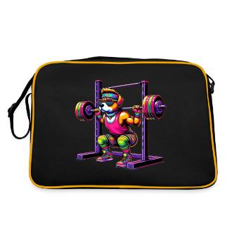 Strong Rainbow Dog Squatting in the Gym - Retro Bag - black/gold - Back