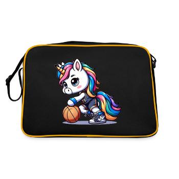Cute Basketball Player Unicorn - Retro Tasche - Schwarz/Gold - Hinten