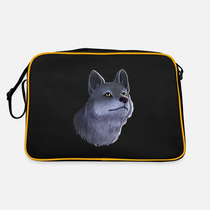Wolf Porträt Retro Tasche