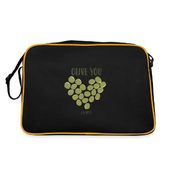 Olive heart love plant gift idea olive tree - Retro Bag - black/gold - Back