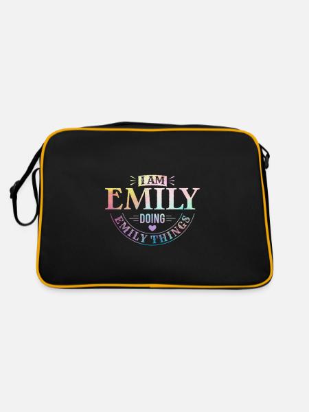 Ich bin Emily Doing Emily Things Geschenk - Retro Tasche - Schwarz/Gold - Hinten