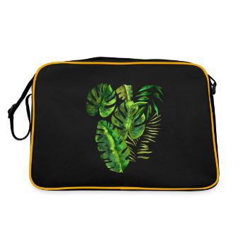 Pattern leaves palm leaves jungle - Retro Bag - black/gold - Back
