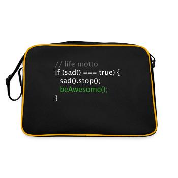 Computer Science Nerd Geek Programmer Life Motto - Retro Bag - black/gold - Back
