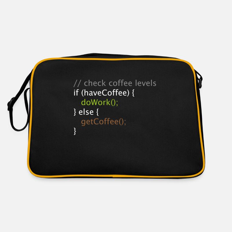 Informatik Nerd Geek Programmierer Kaffee Arbeiten - Retro Tasche - Schwarz/Gold