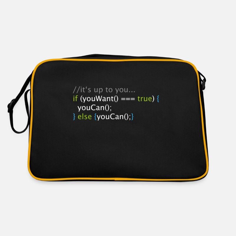 Informatique Nerd Geek Code programmeur - Sac Retro - noir/or