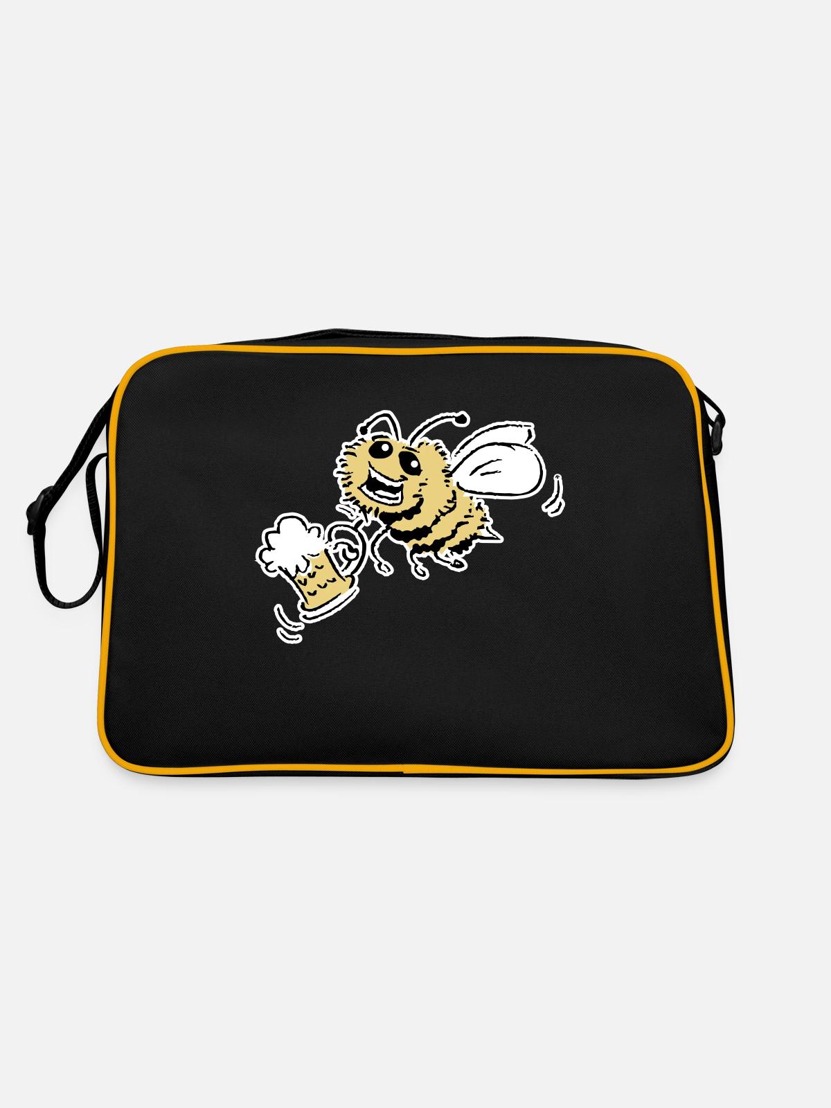 Bee with beer - Retro Bag - black/gold - Back