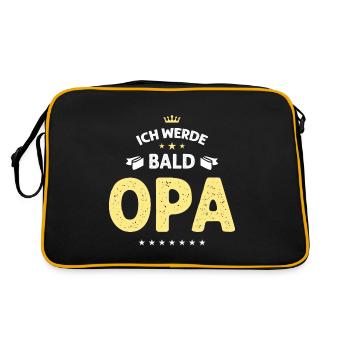 Ich werde bald Opa - Retro Tasche - Schwarz/Gold - Hinten