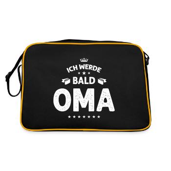 Ich werde bald Oma - Retro Tasche - Schwarz/Gold - Hinten