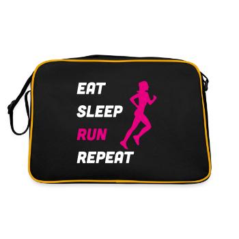 Eat Sleep Run Repeat Jogging Run Gift - Retro Bag - black/gold - Back