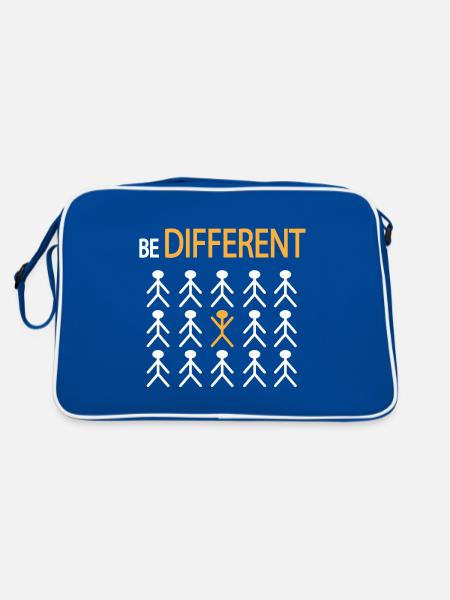 Be Different einzigartig schwarzes Schaf besonders - Retro Tasche - Blau/Weiß - Hinten