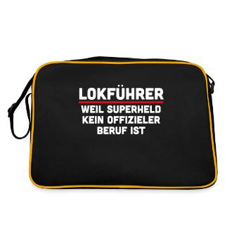Lokführer Zugführer Geschenk - Retro Tasche - Schwarz/Gold - Hinten