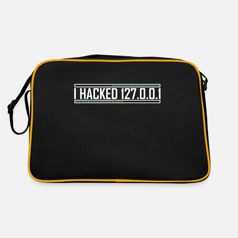 I hacked 127.0.0.1 Drôle de web développeur nerd - Sac Retro - noir/or