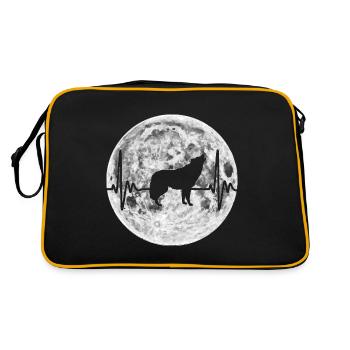 Wolf heartbeat wolves pulse gift - Retro Bag - black/gold - Back