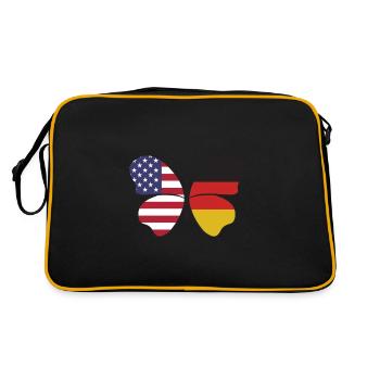 USA Deutschland Schmetterling - Retro Tasche - Schwarz/Gold - Hinten