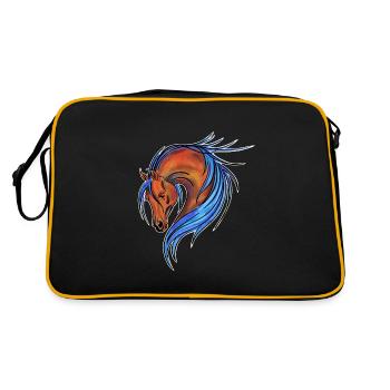steigendes Pferd Horse - Retro Tasche - Schwarz/Gold - Hinten