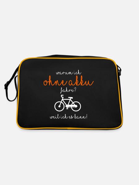 Warum ich ohne Akku fahre? - Retro Tasche - Schwarz/Gold - Hinten