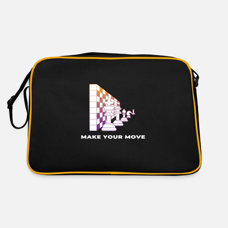 Schach Schachfiguren Schachbrett Make your Move - Retro Tasche - Schwarz/Gold