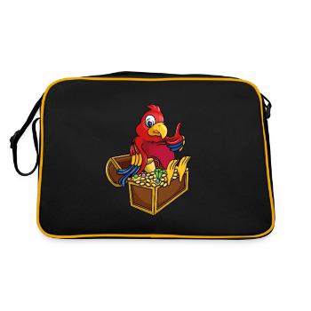 parrot gold treasure chest - Retro Bag - black/gold - Back