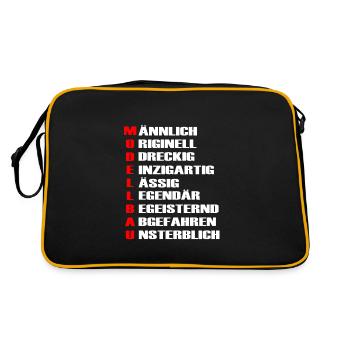 Modellbau Modellbauer Spruch - Retro Tasche - Schwarz/Gold - Hinten