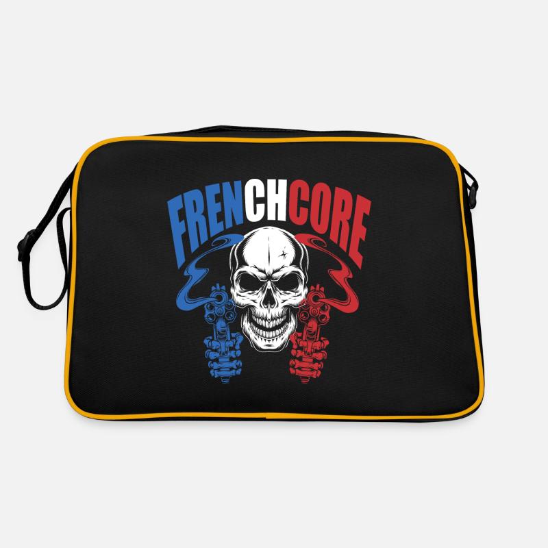FRENCHCORE SKULL KOPF DES TODES FRANKREICH - Retro Tasche - Schwarz/Gold
