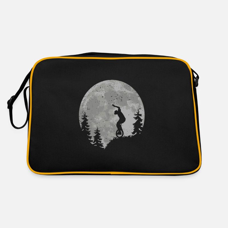 Einrad Geschenk Mond Einradfahrer Einradfahren - Retro Tasche - Schwarz/Gold