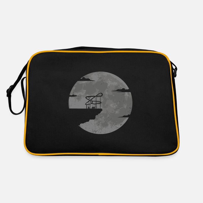 Achterbahn Geschenkidee Vollmond Freizeitparks - Retro Tasche - Schwarz/Gold