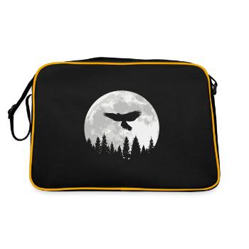 Falke Greifvogel Falkner Falknerei Beizjagd Mond - Retro Tasche - Schwarz/Gold - Hinten