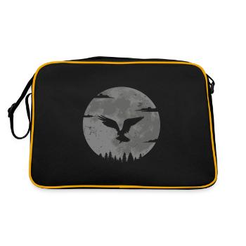 Falke Greifvogel Falkner Falknerei Beizjagd Mond - Retro Tasche - Schwarz/Gold - Hinten