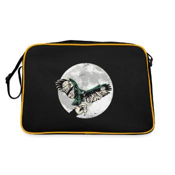 Falke Greifvogel Falkner Falknerei Beizjagd Mond - Retro Tasche - Schwarz/Gold - Hinten