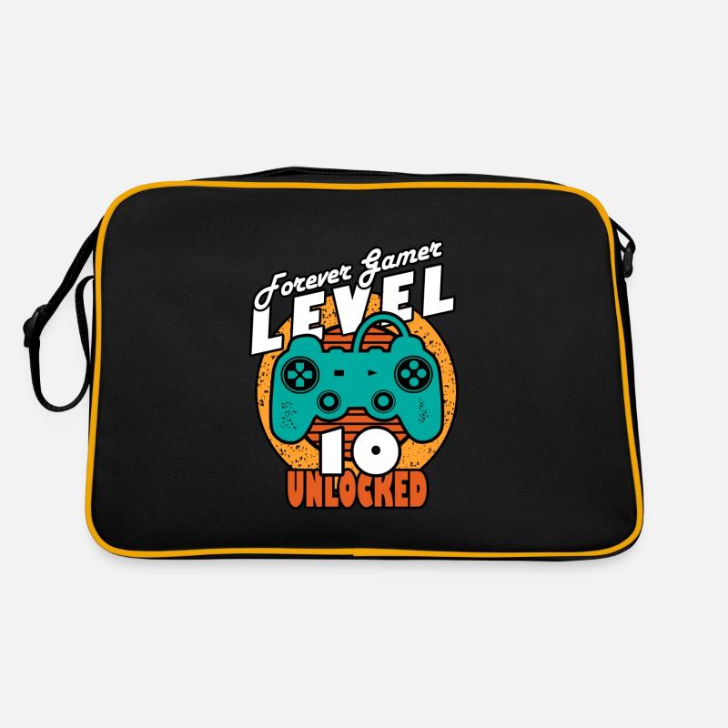 Geburtstag 10 Jahre Spieler Level 10 - Retro Tasche - Schwarz/Gold