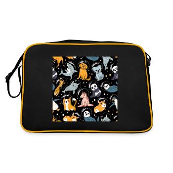 Animaux de l'espace, animaux dans l'espace, animaux astronautes - Sac Retro - noir/or - Dos
